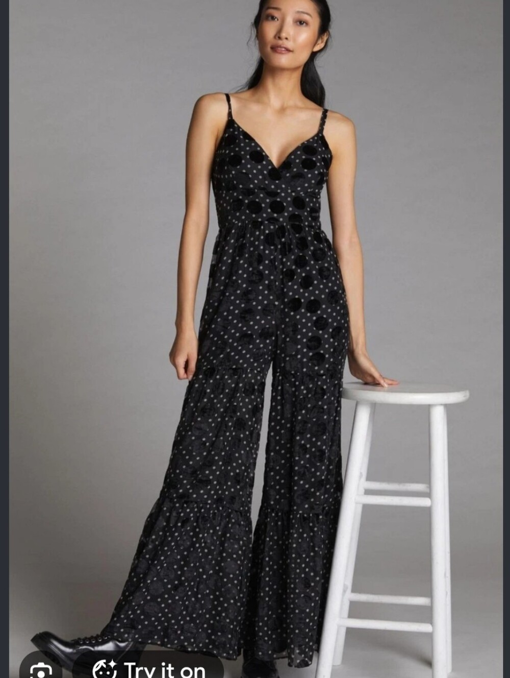 Hutch Size 4 Black Polka Dot Wide-Leg Jumpsuit